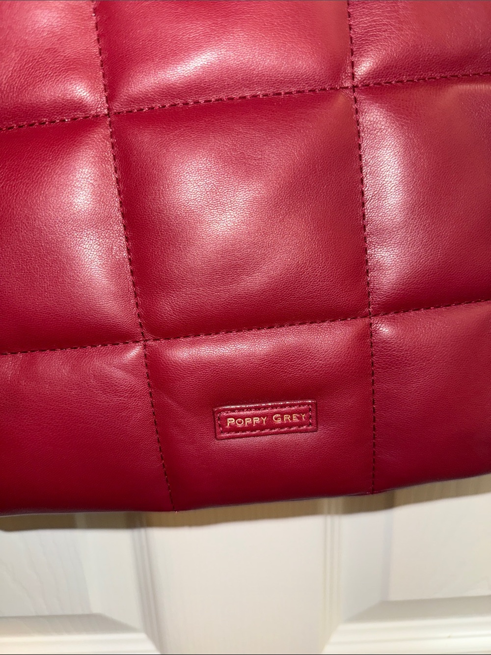 Quilted Shoulder Bag in Berry Red